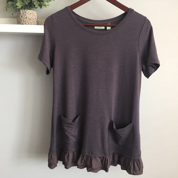 LOGO by Lori Goldstein Tops - LOGO Lounge | Short Sleeve Ruffle Tunic